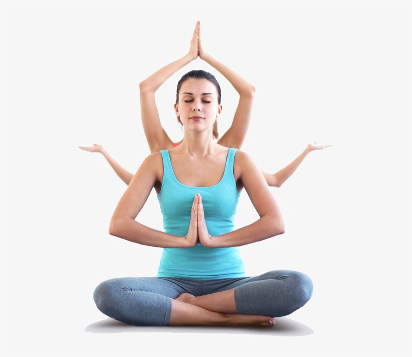 A young woman practicing yoga